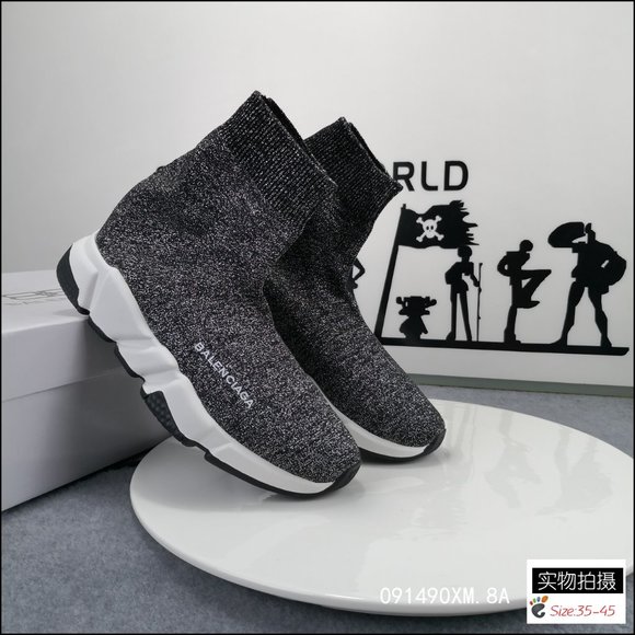 newBaleshijia elastic knitted socks shoes gray main image 3